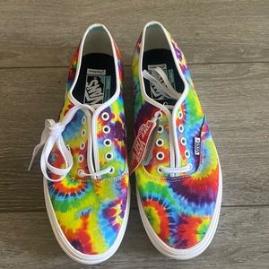 Tie-dye never worn Vans with “comfy Cush” inserts